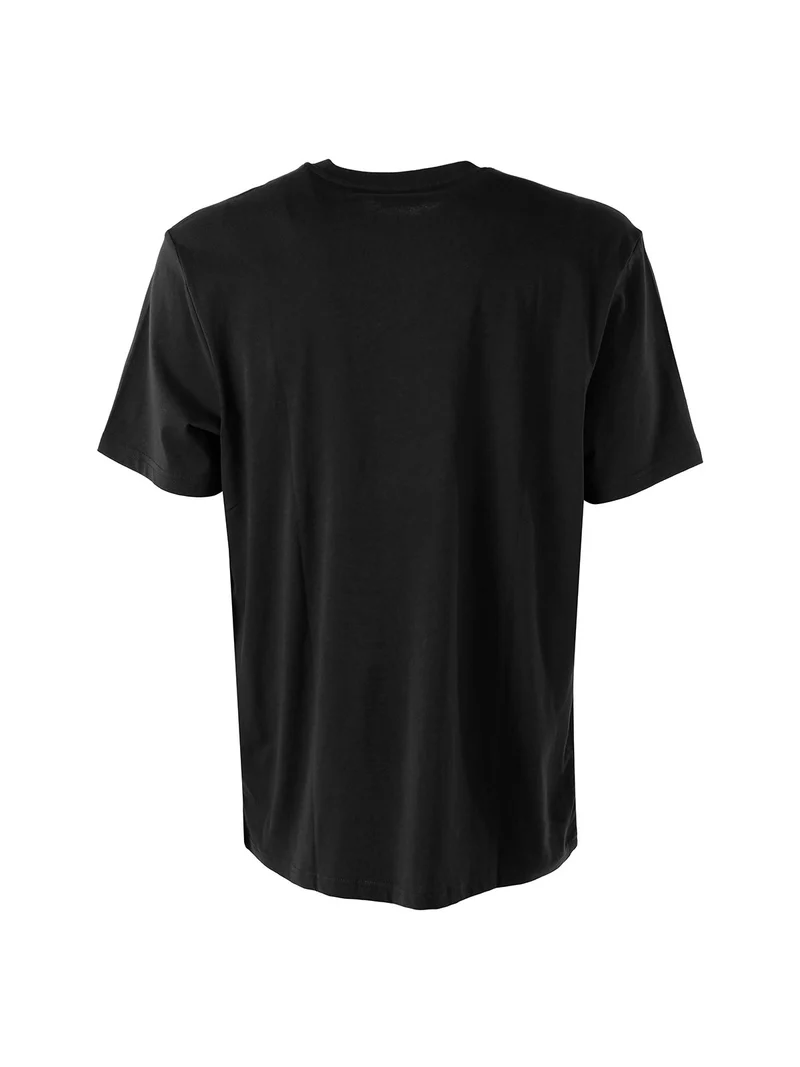T-shirt girocollo da uomo in cotone con logo - nero