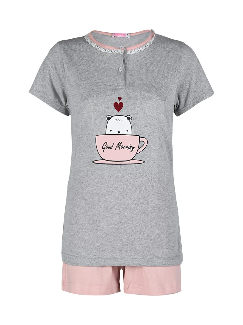 Pigiama corto da donna con doppio pantalone - grigio