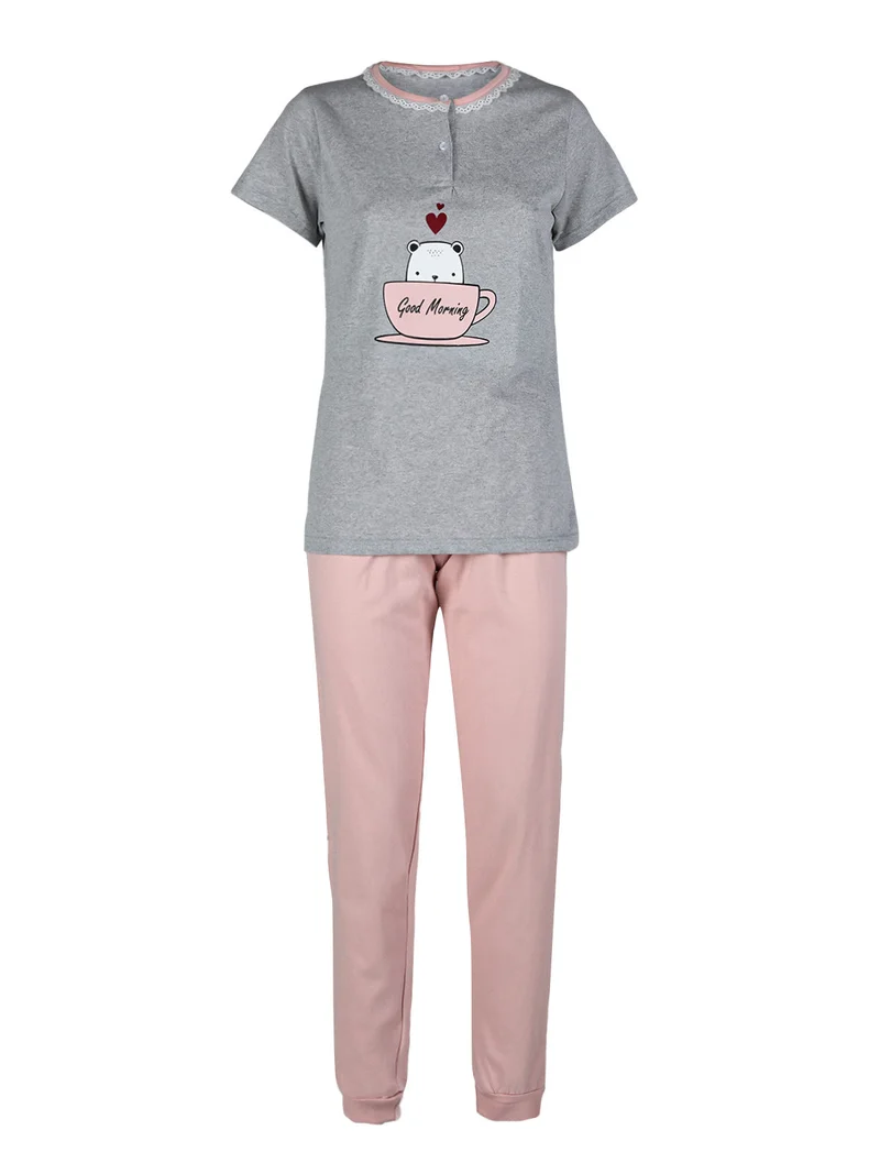 Pigiama corto da donna con doppio pantalone - grigio