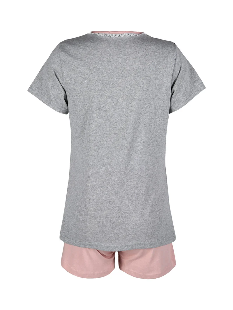 Pigiama corto da donna con doppio pantalone - grigio