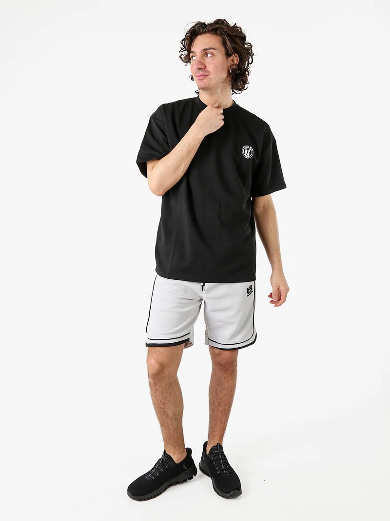 T-shirt girocollo da uomo a nido d'ape - nero