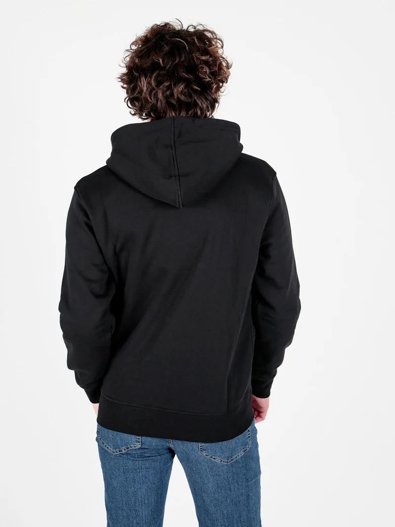 Felpa pesante da uomo con cappuccio e zip - nero