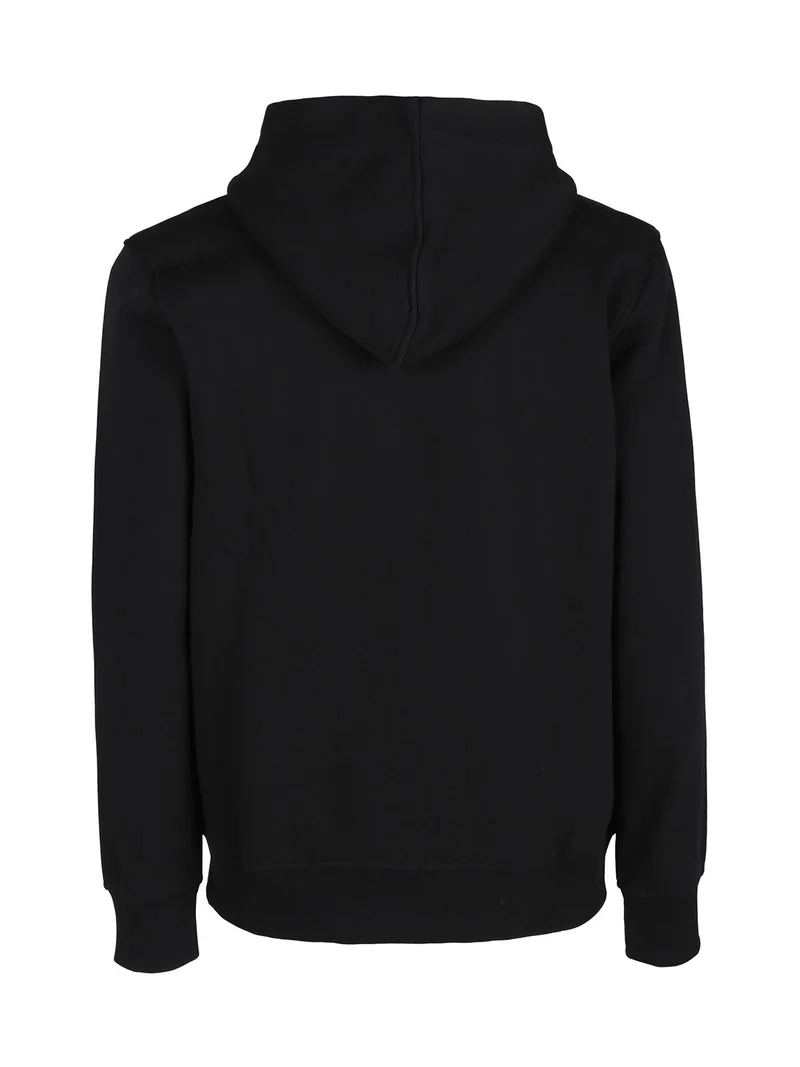 Felpa pesante da uomo con cappuccio e zip - nero