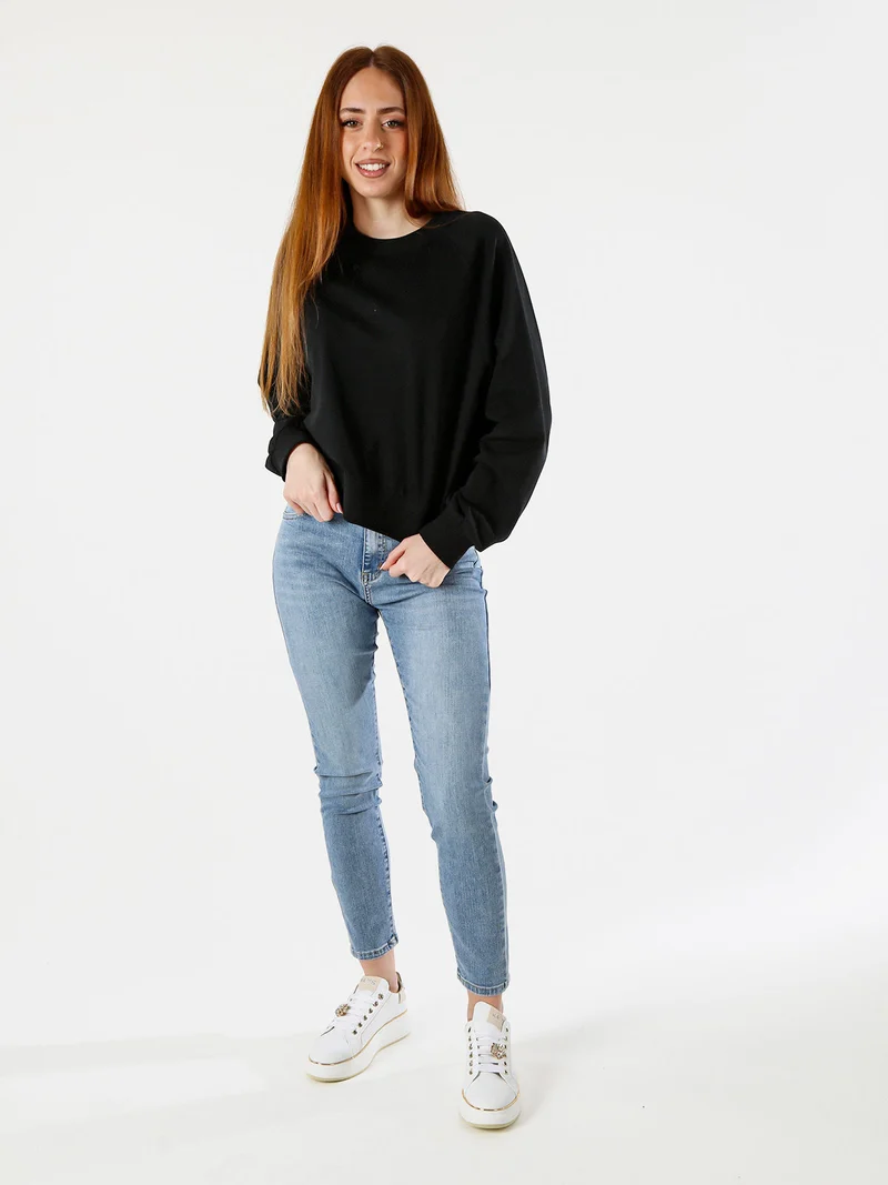 Felpa oversize da donna in cotone - nero