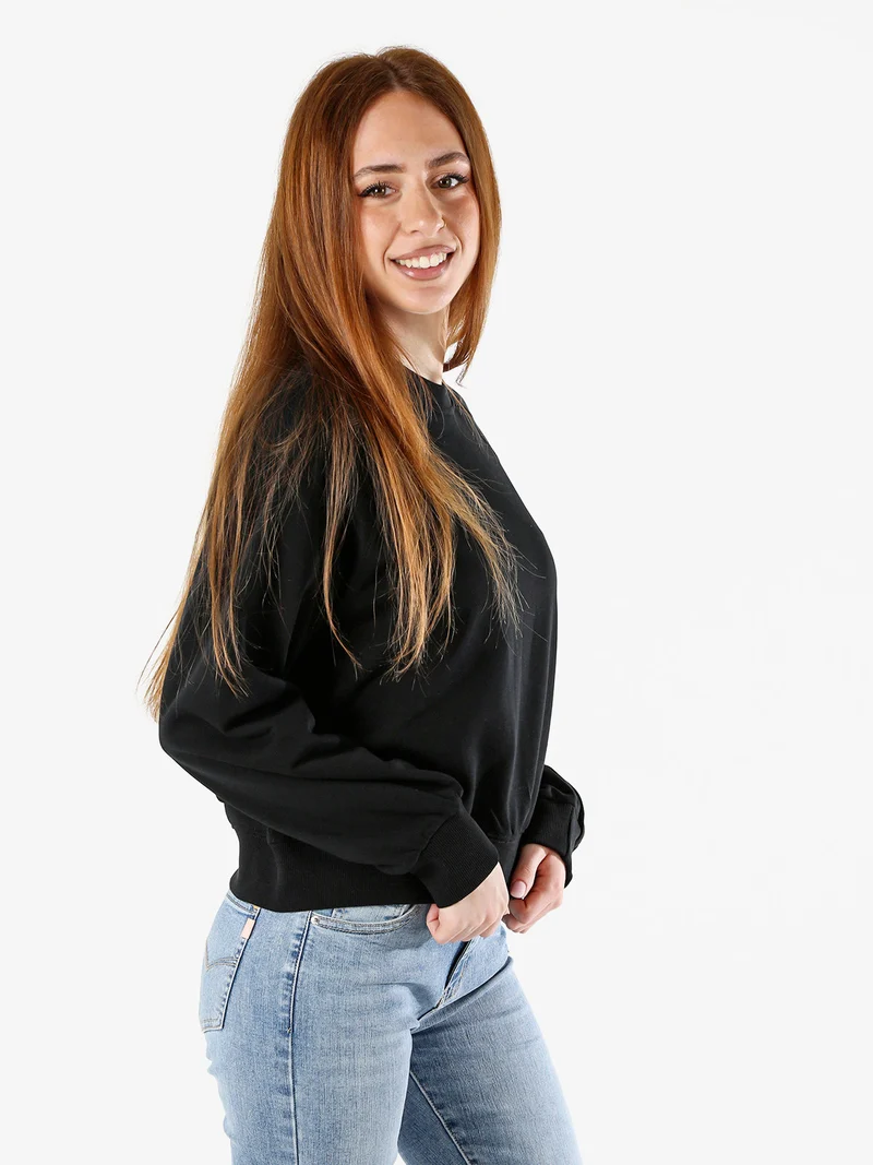 Felpa oversize da donna in cotone - nero