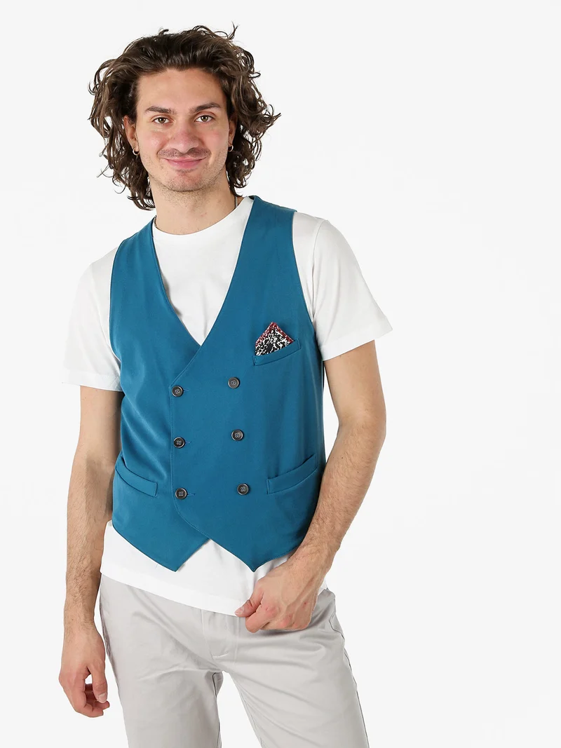 Gilet da uomo con chiusura a doppiopetto - ottanio