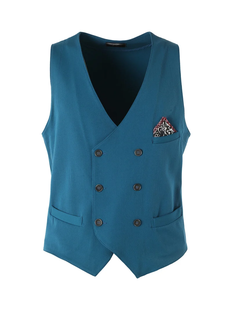 Gilet da uomo con chiusura a doppiopetto - ottanio