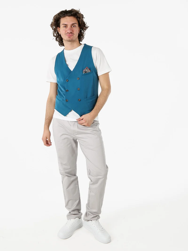 Gilet da uomo con chiusura a doppiopetto - ottanio