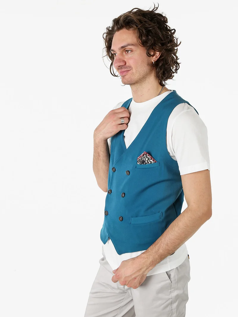 Gilet da uomo con chiusura a doppiopetto - ottanio