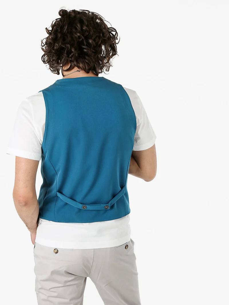 Gilet da uomo con chiusura a doppiopetto - ottanio