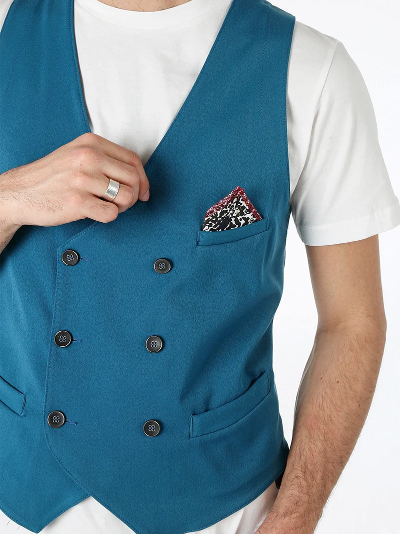 Gilet da uomo con chiusura a doppiopetto - ottanio