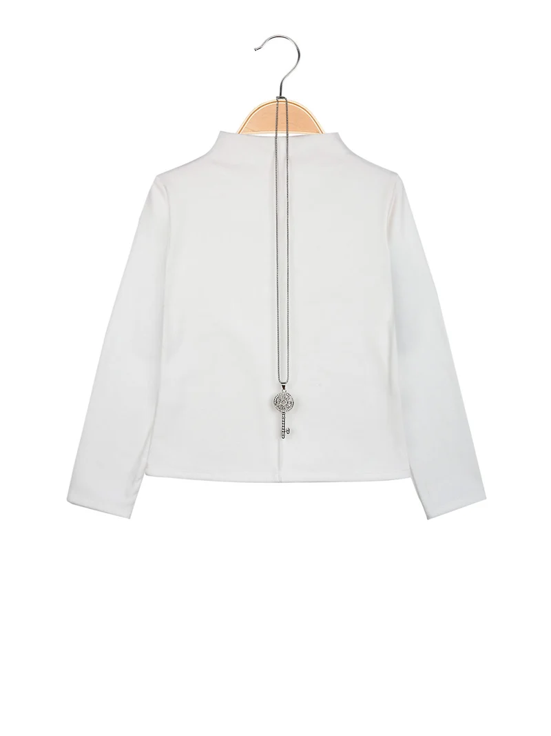 Maglia da bambina accollata in pile - bianco
