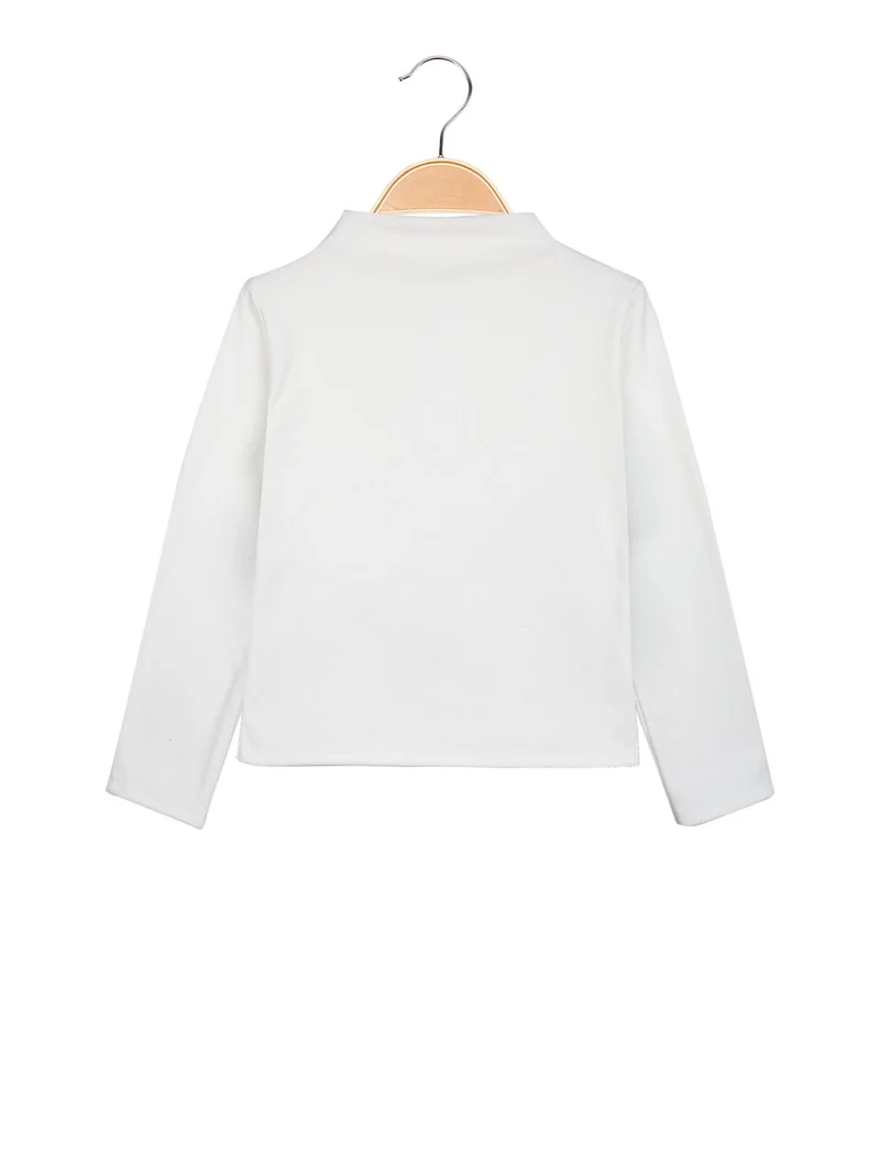 Maglia da bambina accollata in pile - bianco