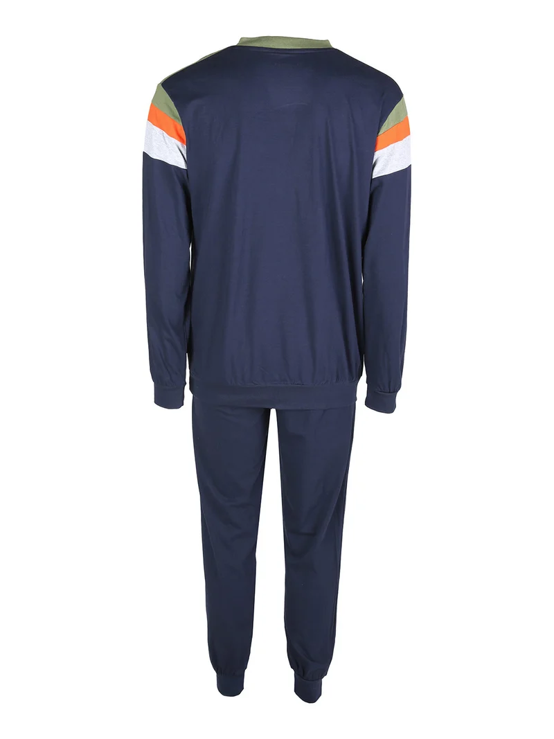 Pigiama lungo da uomo in cotone - blu scuro