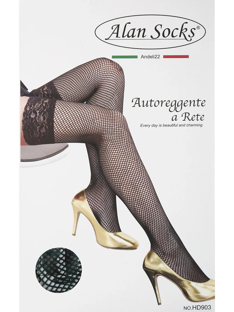 Calze autoreggenti a rete - nero