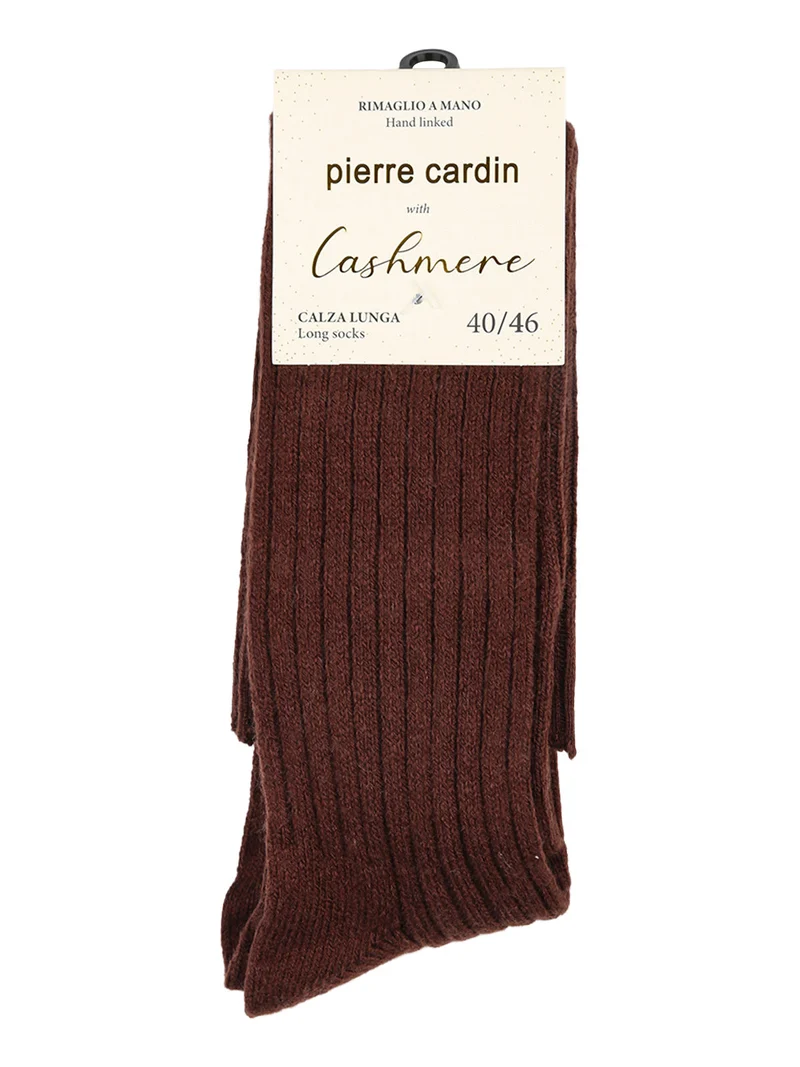 Calze lunghe da uomo in misto lana e cashmere a coste - marrone