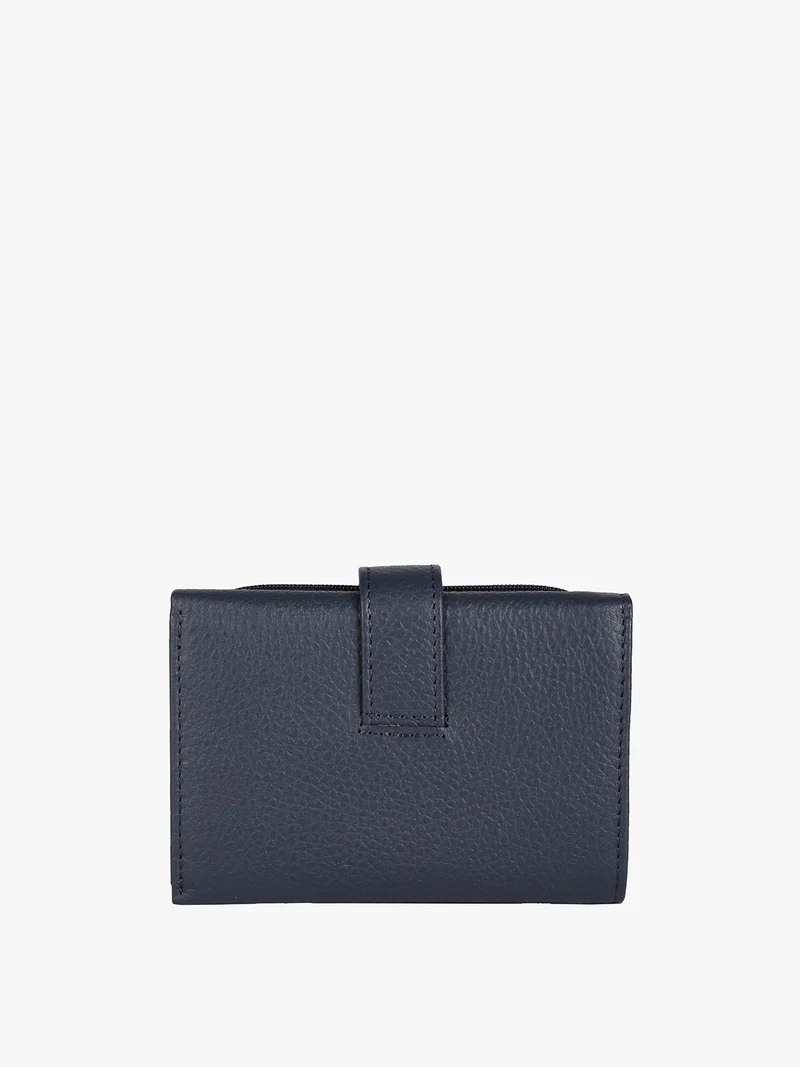 Portafoglio in pelle da donna con portamonete removibile - blu scuro