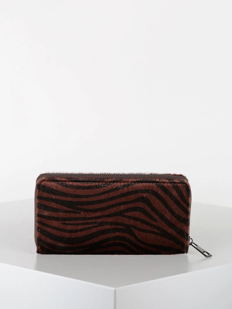 Portafoglio donna con pelo zebrato - marrone
