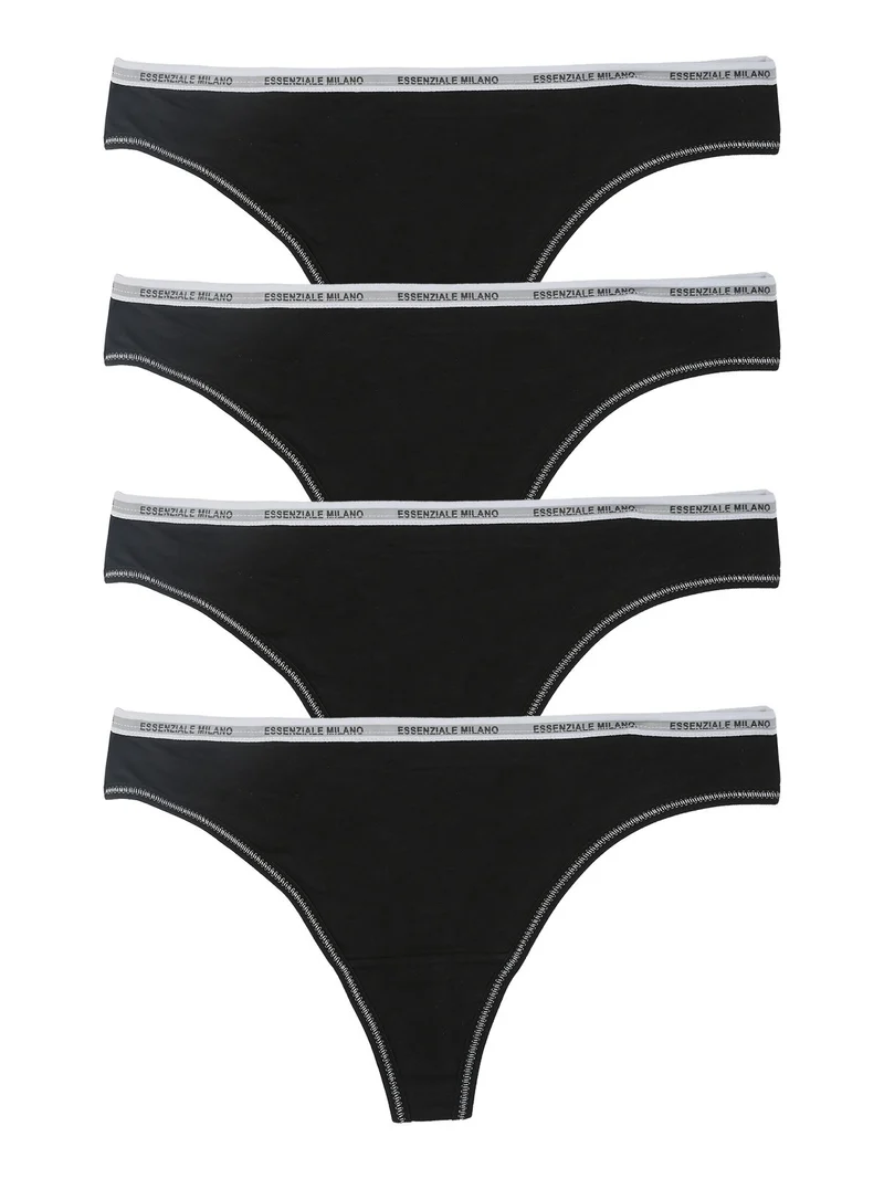 Confezione da 4 perizoma da donna in cotone - nero