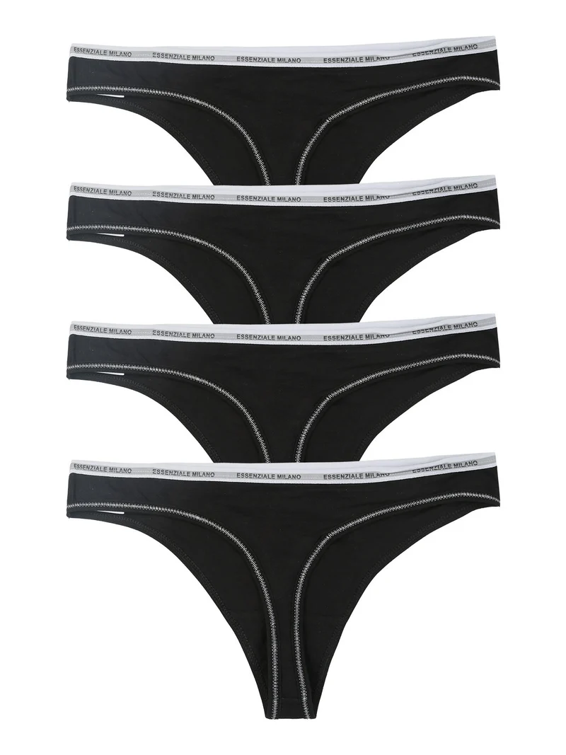 Confezione da 4 perizoma da donna in cotone - nero
