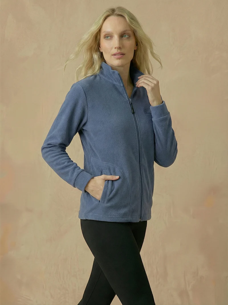 Felpa in pile da donna con zip - cielo