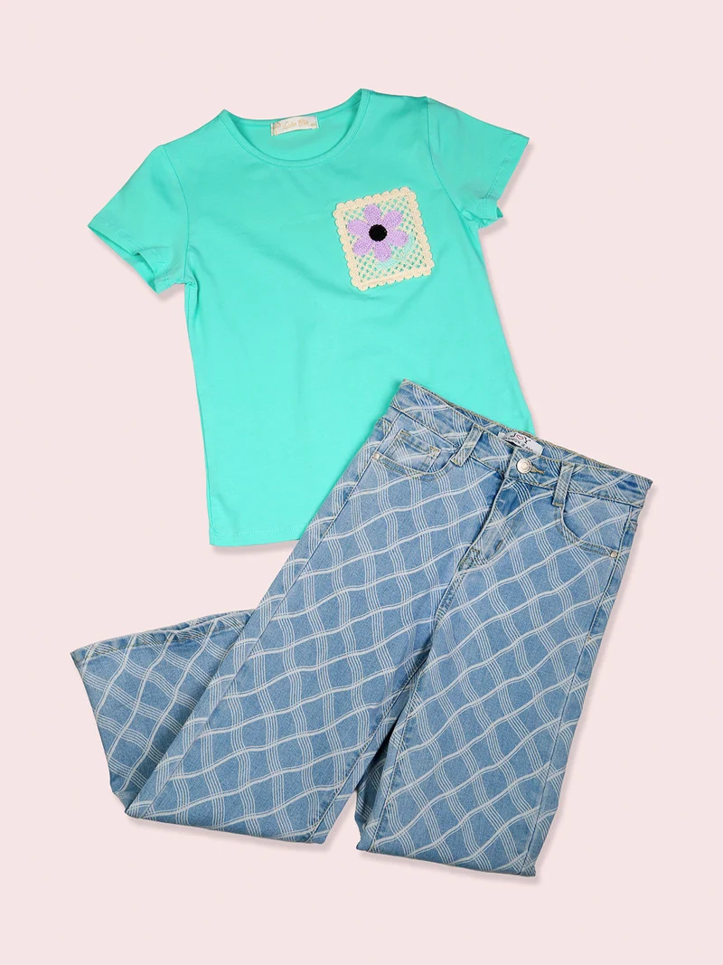 Jeans da bambina geometrici a gamba dritta - jeans