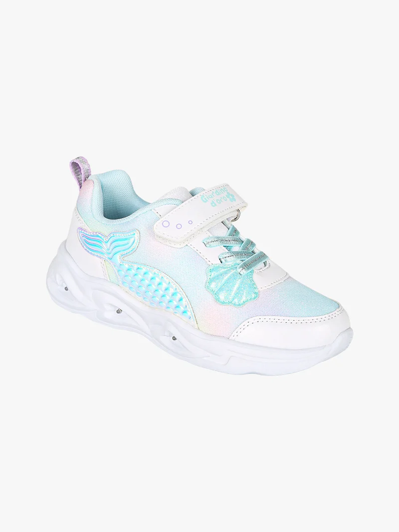 Sneakers da ragazza con luci e cinturino a strappo - bianco