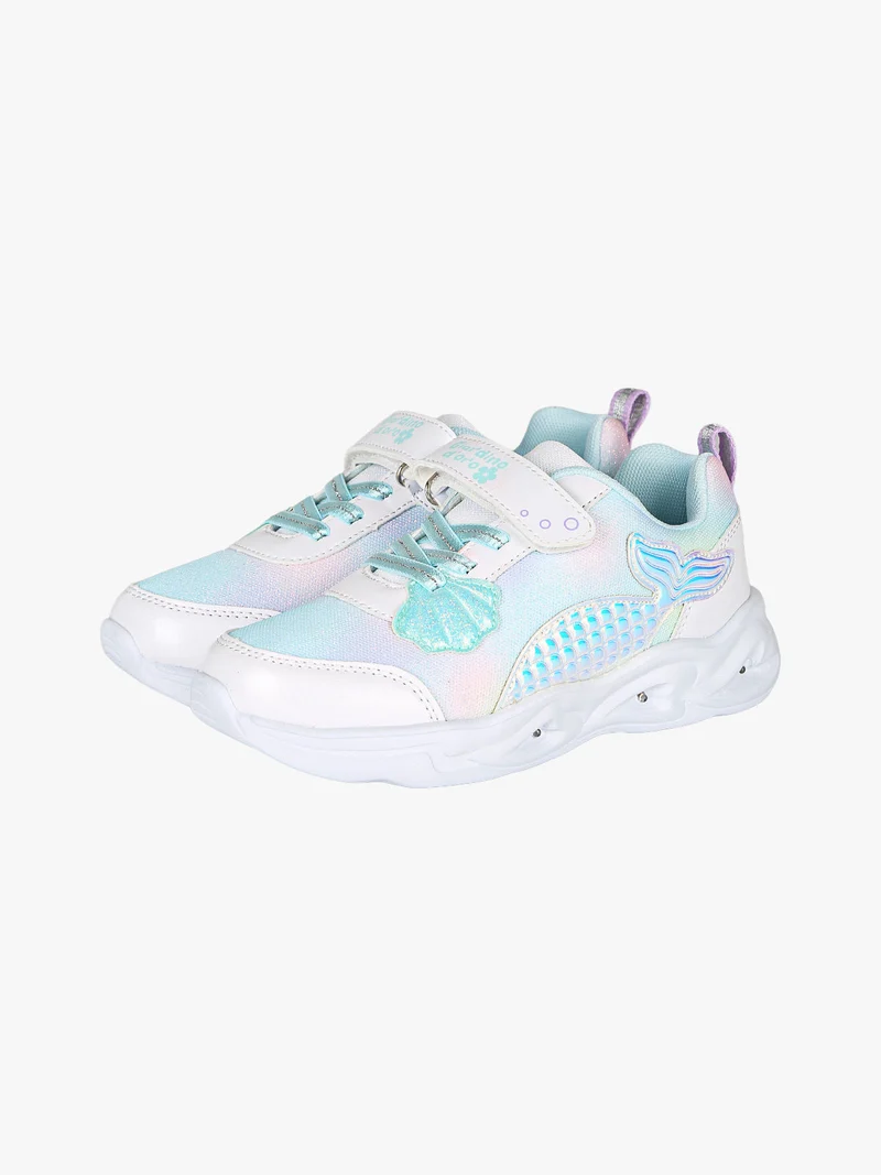 Sneakers da ragazza con luci e cinturino a strappo - bianco