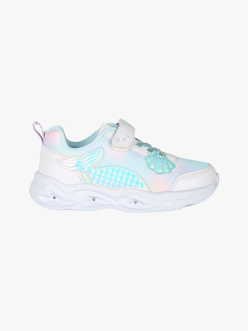 Sneakers da ragazza con luci e cinturino a strappo - bianco