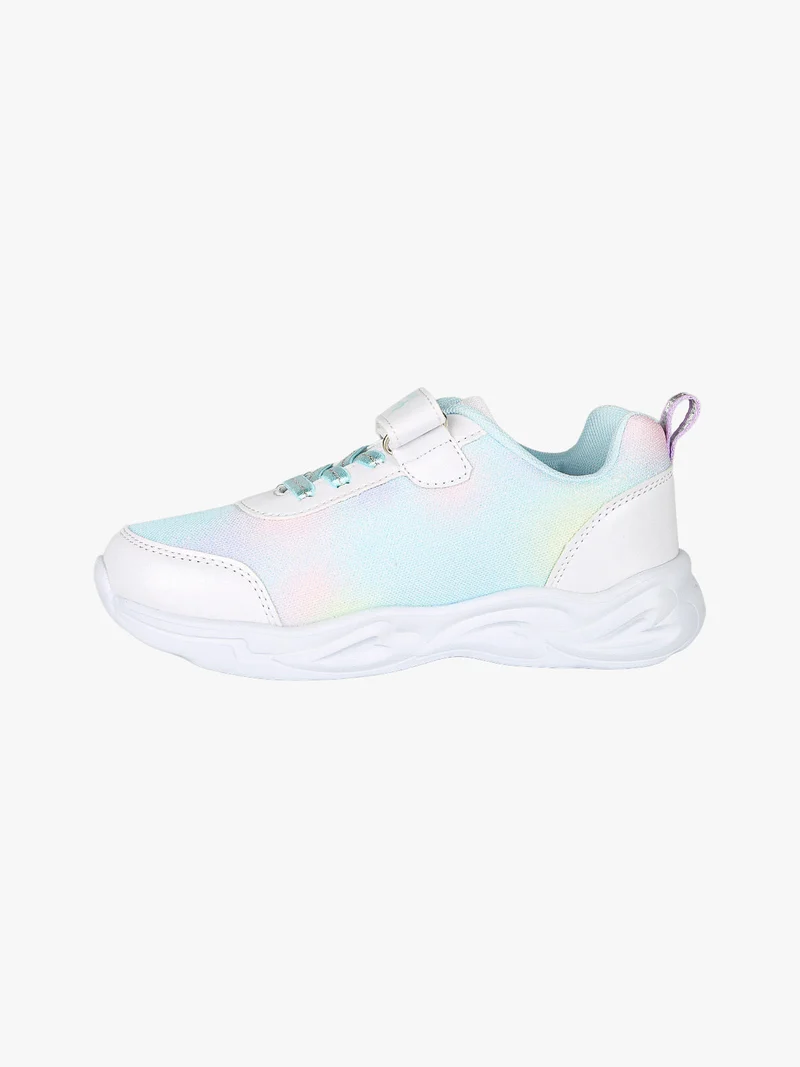 Sneakers da ragazza con luci e cinturino a strappo - bianco