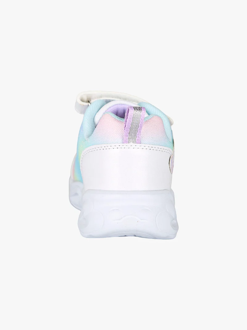 Sneakers da ragazza con luci e cinturino a strappo - bianco