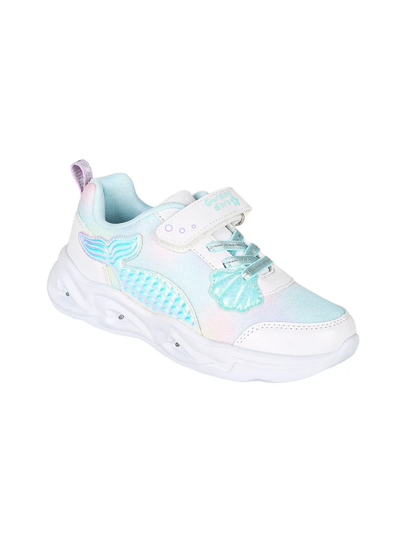 Sneakers da ragazza con luci e cinturino a strappo - bianco