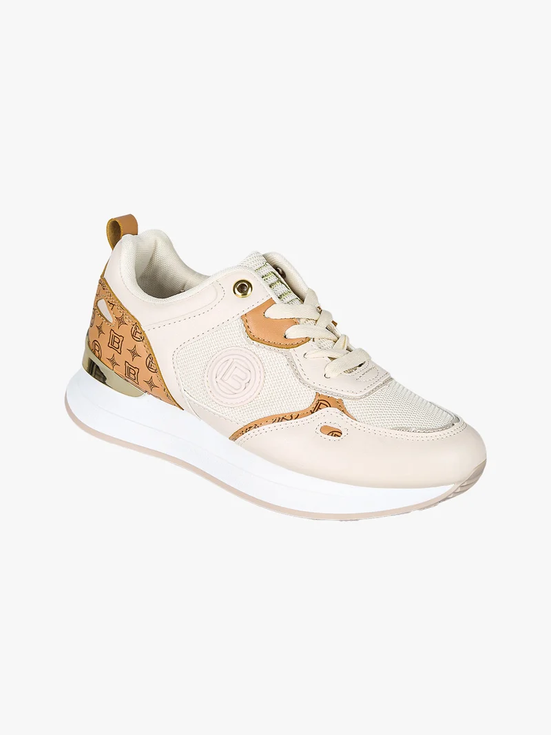 Sneakers casual da donna con platform - beige