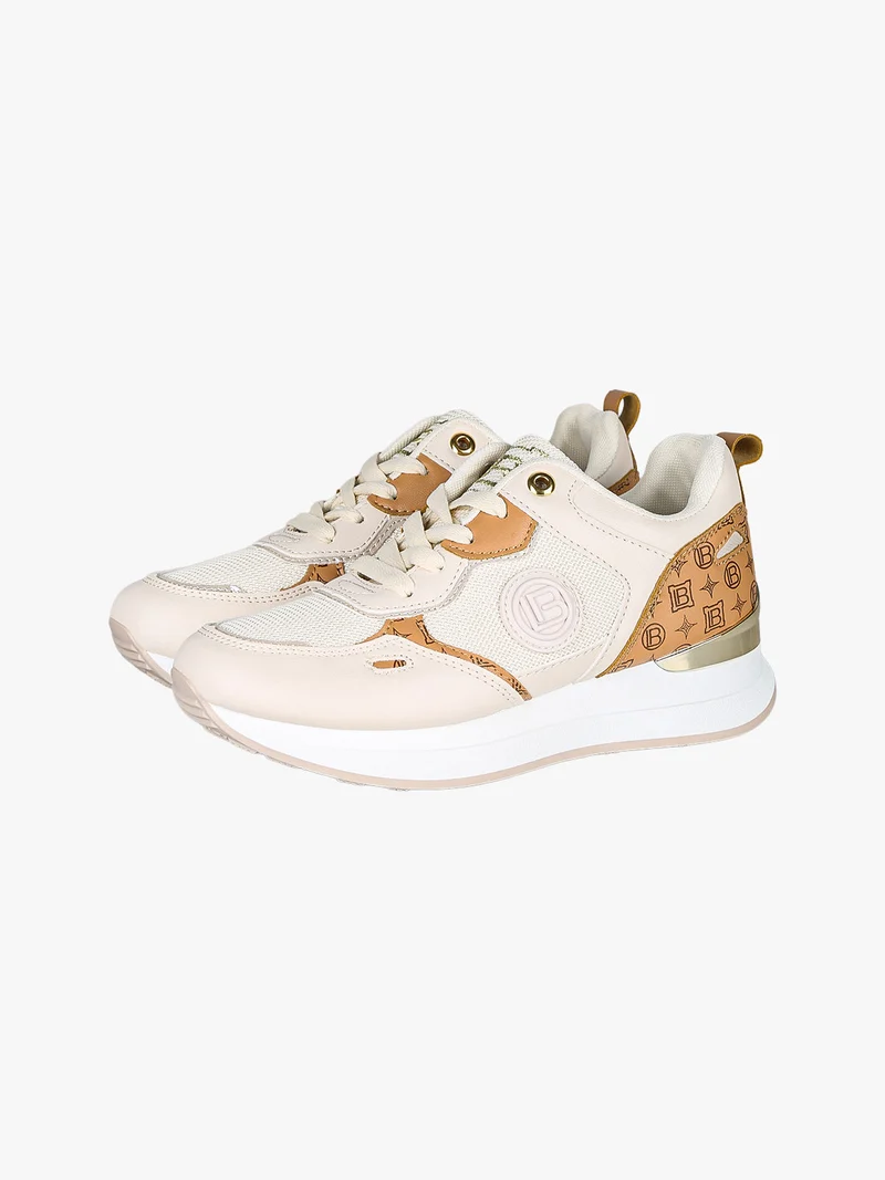 Sneakers casual da donna con platform - beige