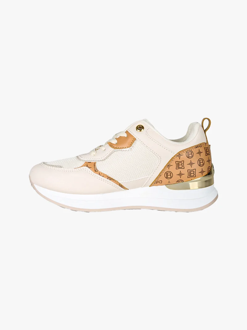 Sneakers casual da donna con platform - beige
