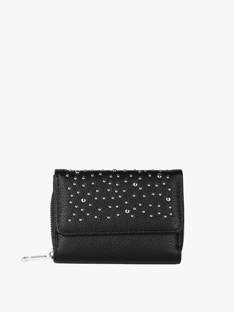 Portafoglio mini da donna con borchie - nero