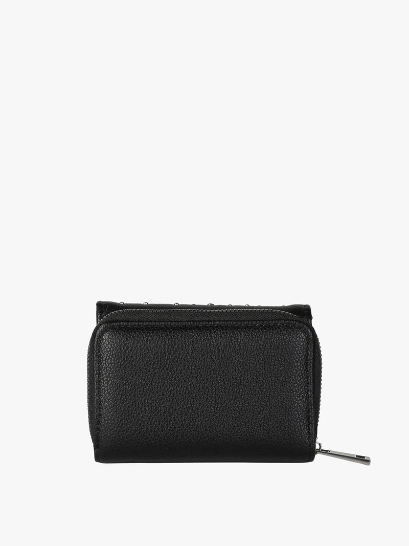 Portafoglio mini da donna con borchie - nero