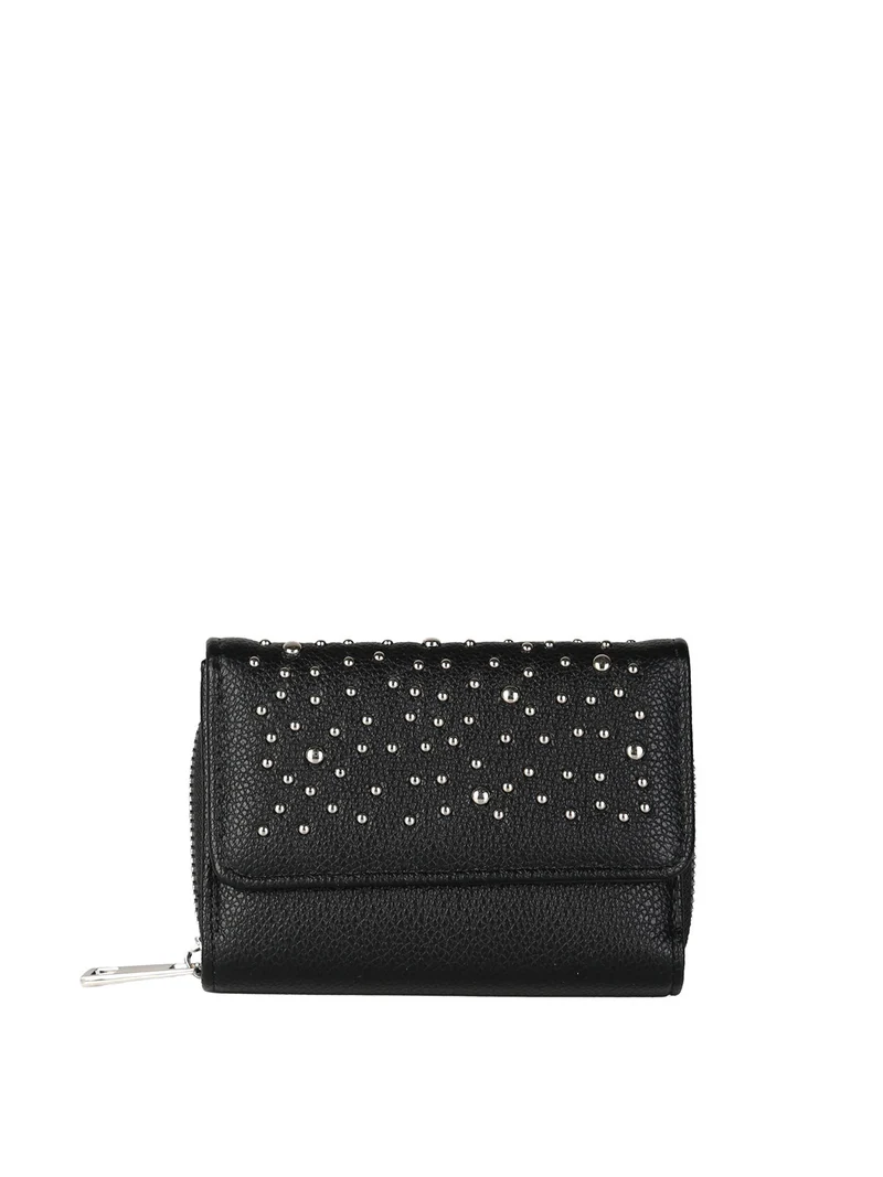 Portafoglio mini da donna con borchie - nero