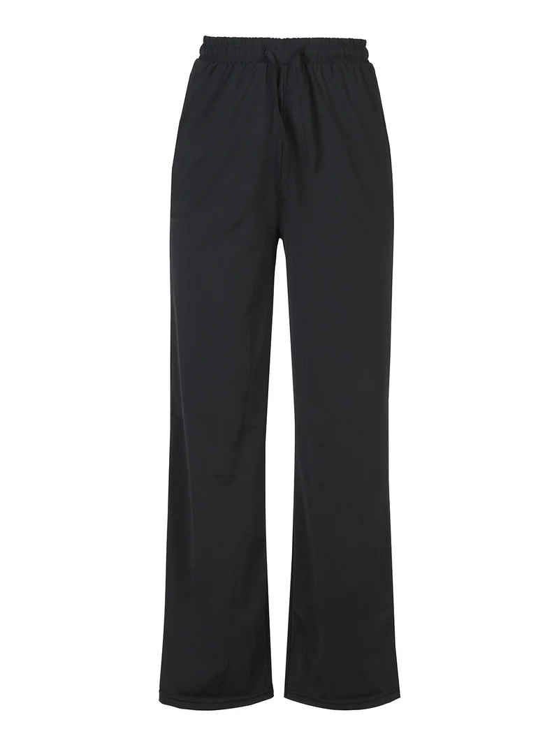 Pantaloni donna in tessuto tecnico a gamba larga - nero