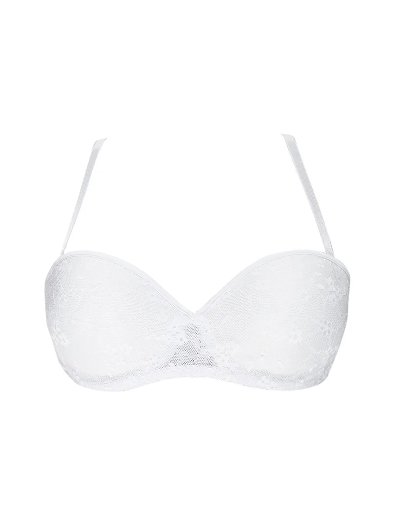 Reggiseno in pizzo imbottito con ferretto COPPA B - bianco