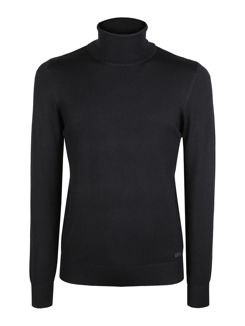 Pullover dolcevita in maglia da uomo - nero