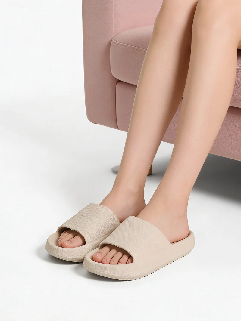 Ciabatte donna in gomma con suola rialzata - khaki