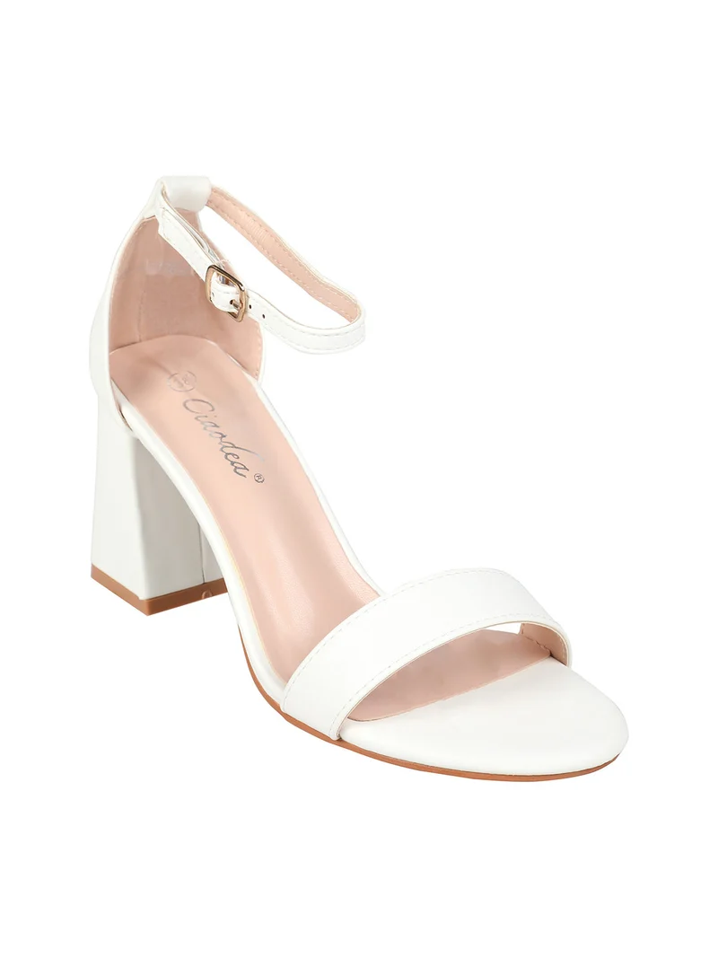 Sandali donna con tacco e tallone coperto - bianco