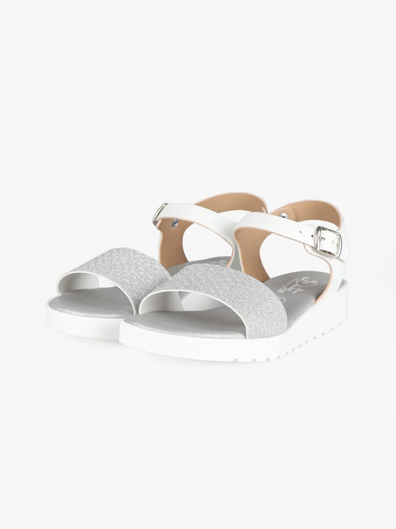 Sandali glitterati da ragazza con platform - argento