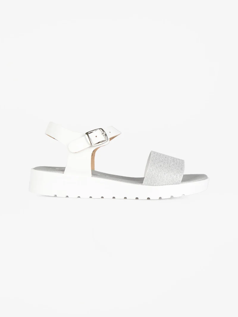 Sandali glitterati da ragazza con platform - argento