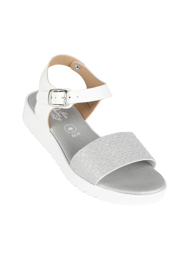 Sandali glitterati da ragazza con platform - argento