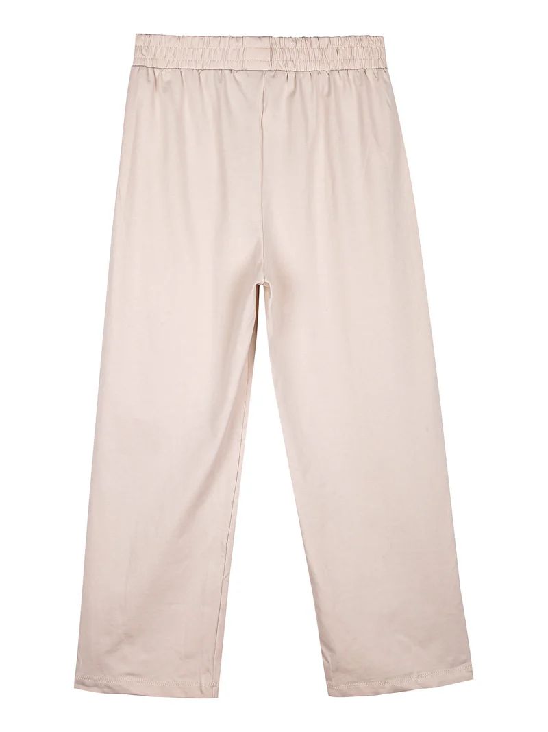 Pantaloni da bambina a gamba larga con strass - beige