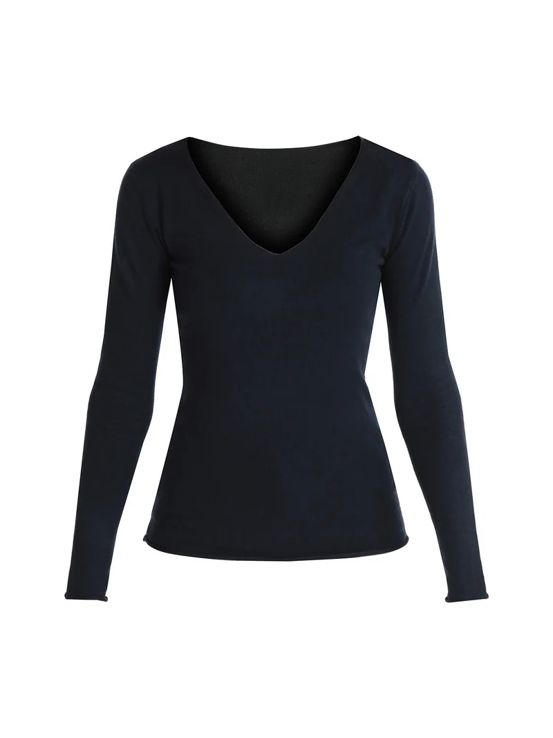 Pullover donna con scollo a V - blu scuro