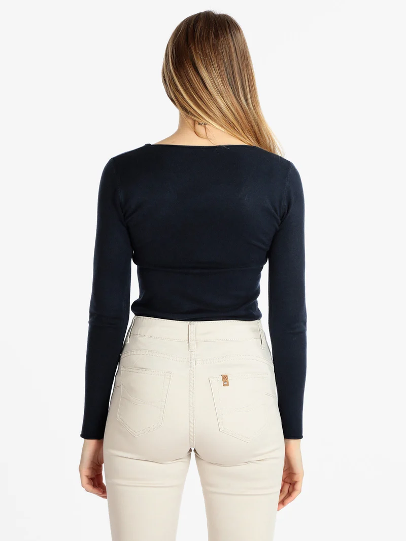 Pullover donna con scollo a V - blu scuro
