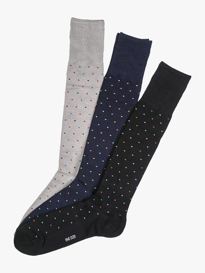 Confezione da 3 paia di calze lunghe da uomo in fresco cotone - blu